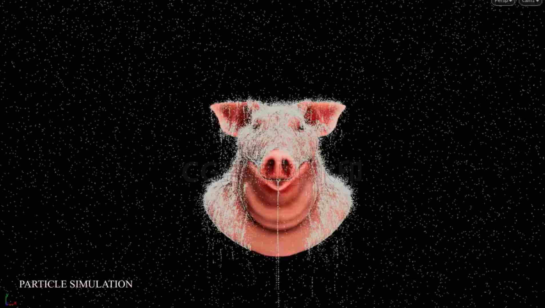 Houdini猪头下雨水滴粒子特效hip工程文件15美元-B站/公众号:特效向