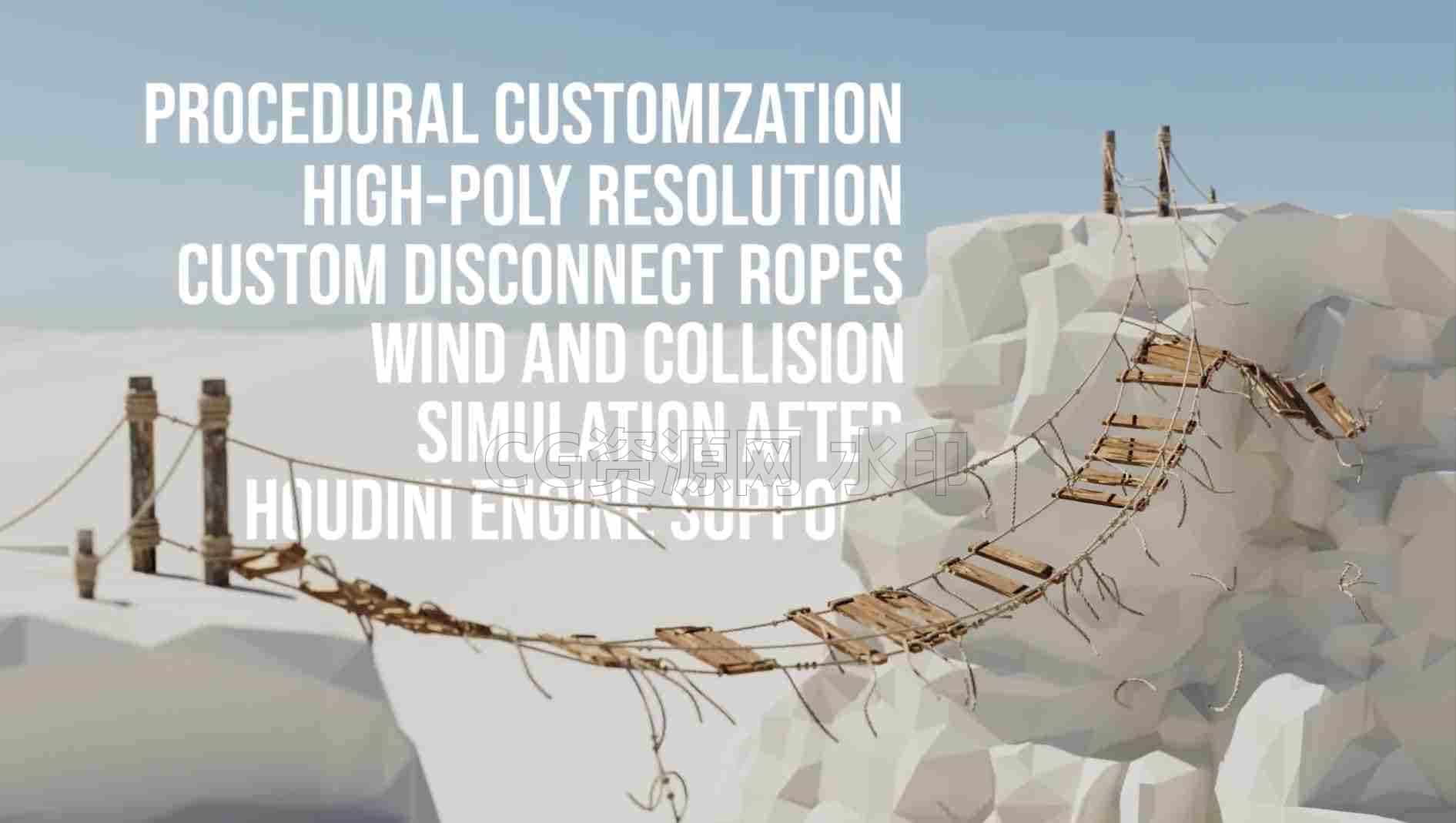 升级版-程序化桥资产Procedural Rope Bridge - Houdini Digital Asset-B站/公众号:特效向