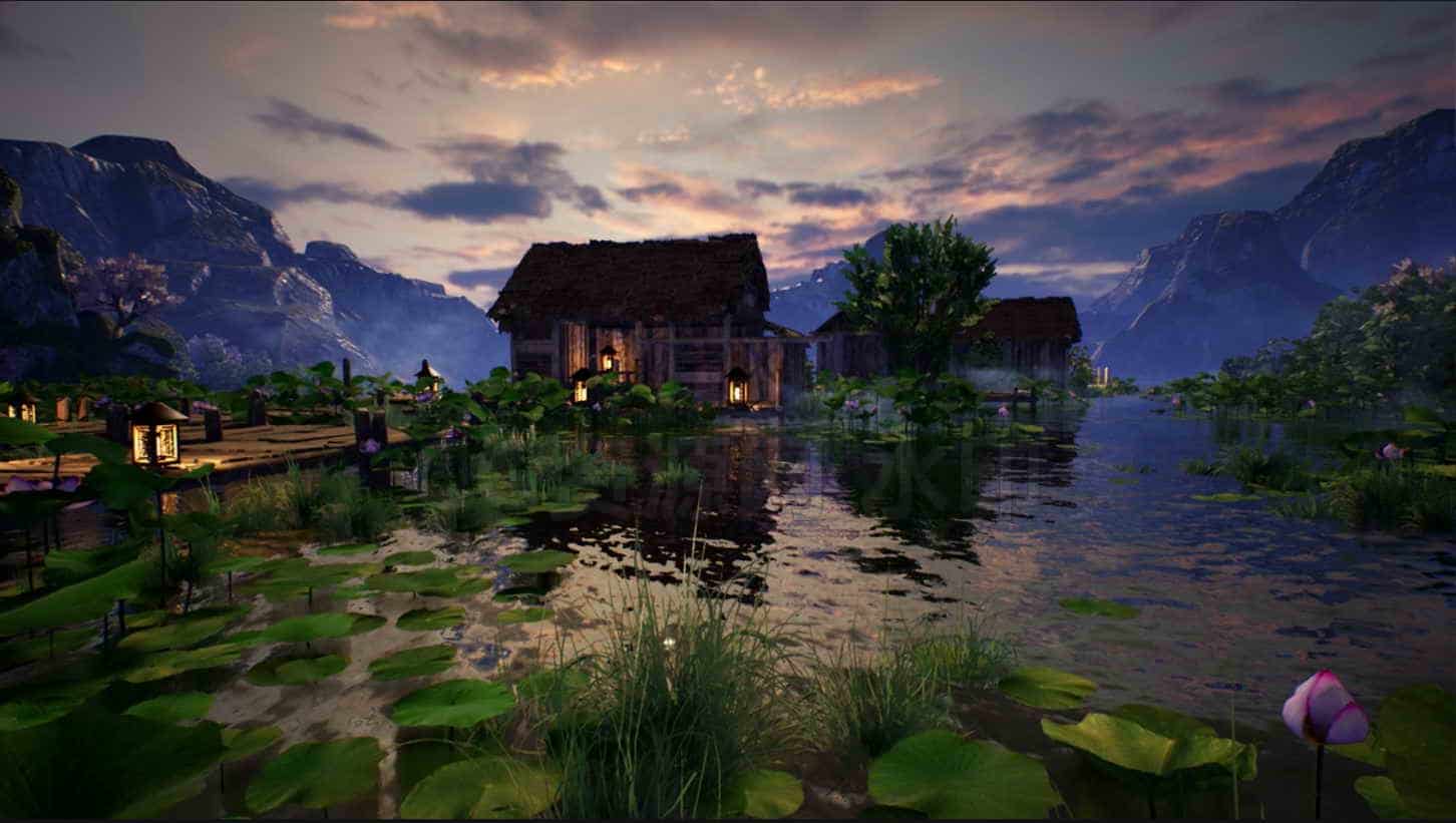 古风国风模型UE5026-LakeWoodenHouse雅典古代建筑日式风格UE5项目-B站/公众号:特效向