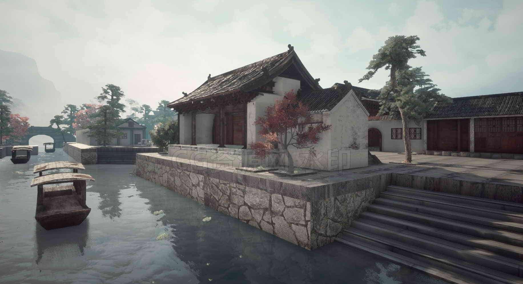 古风国风模型UE5030-Nanfang雅典古代建筑日式风格UE5项目-B站/公众号:特效向