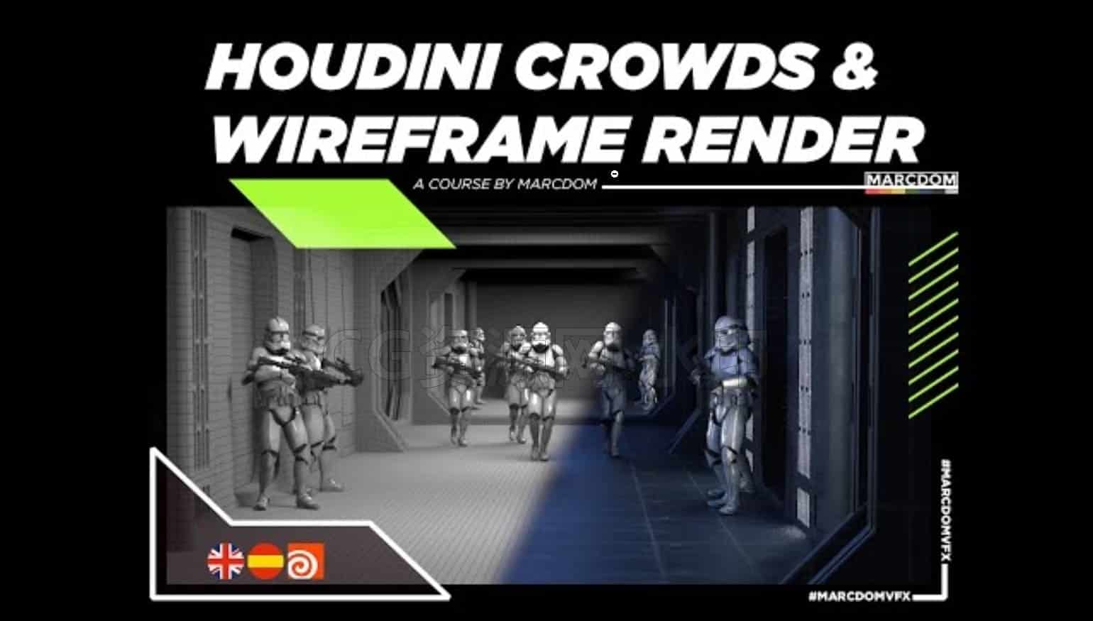Houdini机器人快速群集设置Quick Houdini Crowds & Render Wireframe SCENE-B站/公众号:特效向