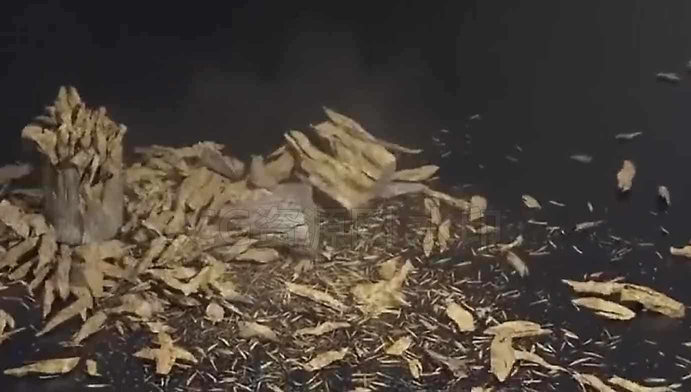 Houdini 18木桩木材断裂破碎hip工程文件-B站/公众号:特效向