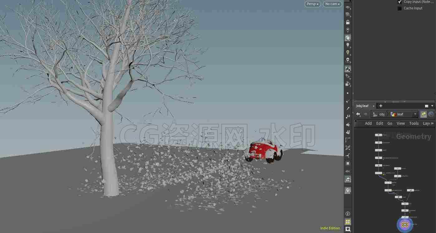houdini汽车驶过落叶运动与空气动力学Falling leaves motion with aerodynamics | HIP File-B站/公众号:特效向