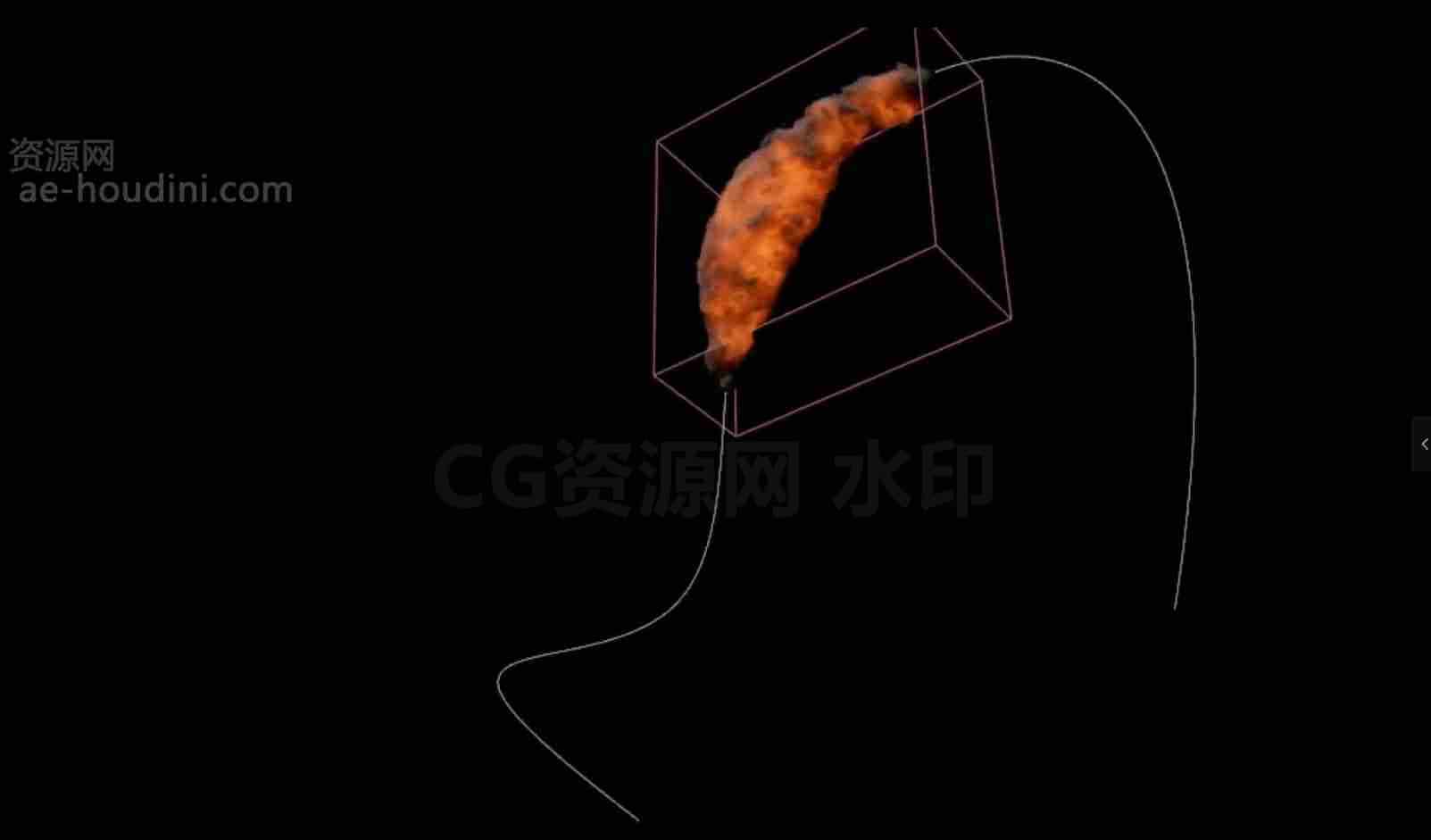 沿着曲线路径晶格扭曲的火焰hip工程Twisting Volume Along Path [ H18.5 ] + [ HIP File ]-B站/公众号:特效向