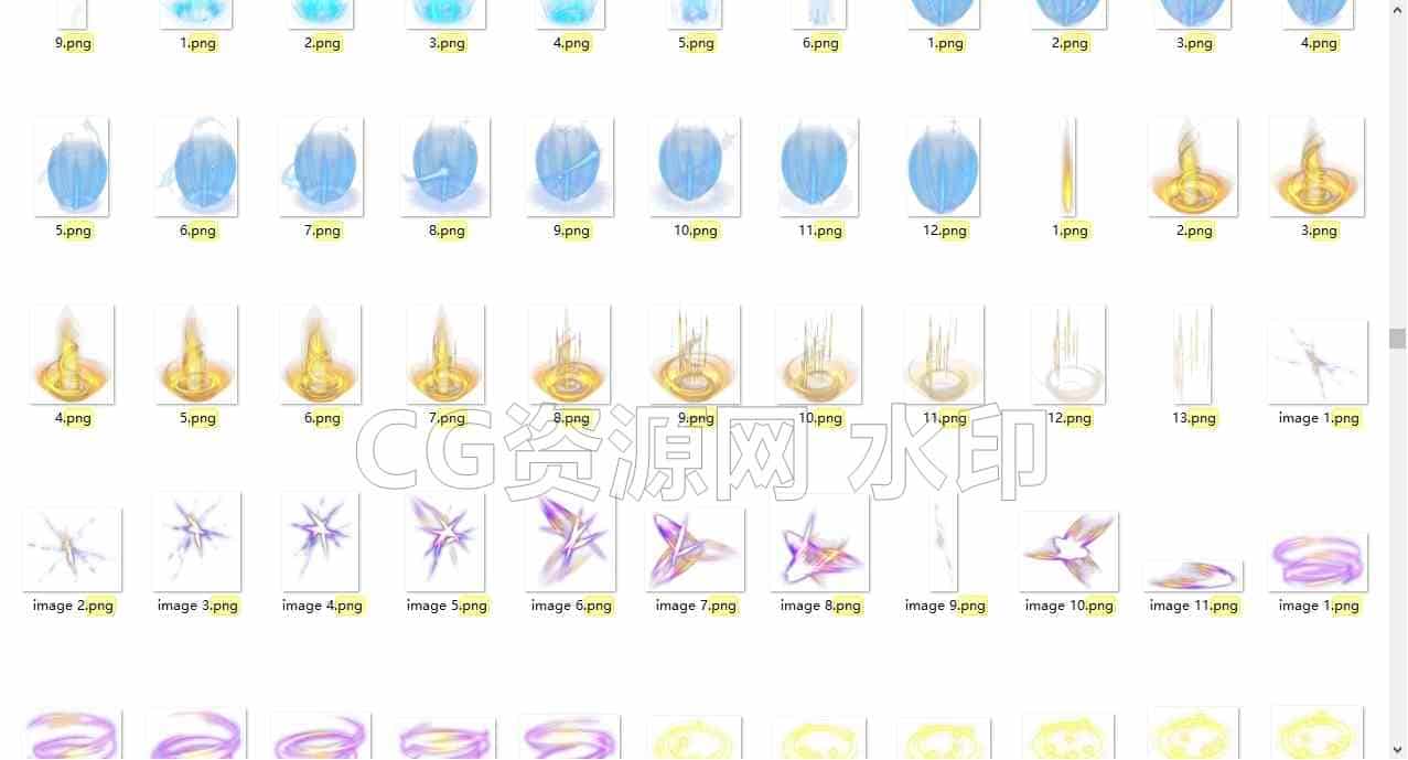 虚幻2D卡通游戏美术资源 游戏 特效 战斗 发光 爆炸类技能光效 美术素材Png图片序列帧带通道-B站/公众号:特效向