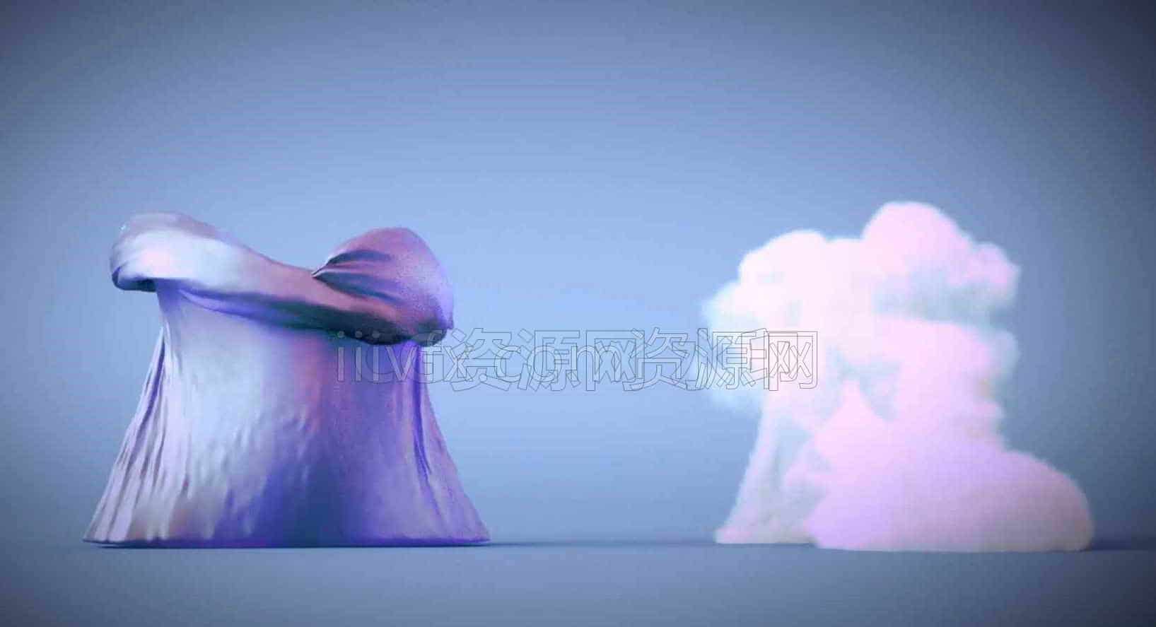 Houdini烟雾驱动布料pyro simulation advect vellum cloth simulation-B站/公众号:特效向