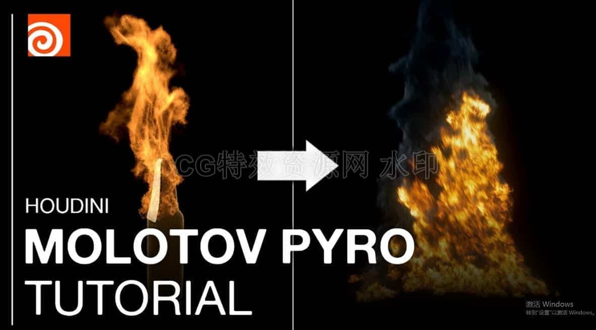 啤酒瓶汽油着火爆炸HOUDINI Molotov Cocktail Pyro Tutorial