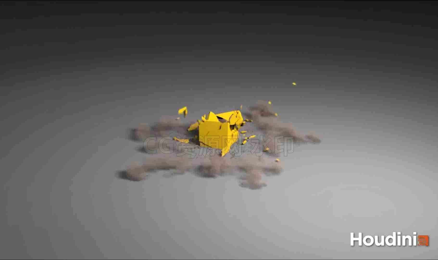 碎块掉落烟雾冲击波hip工程Houdini Dust Impact-B站/公众号:特效向