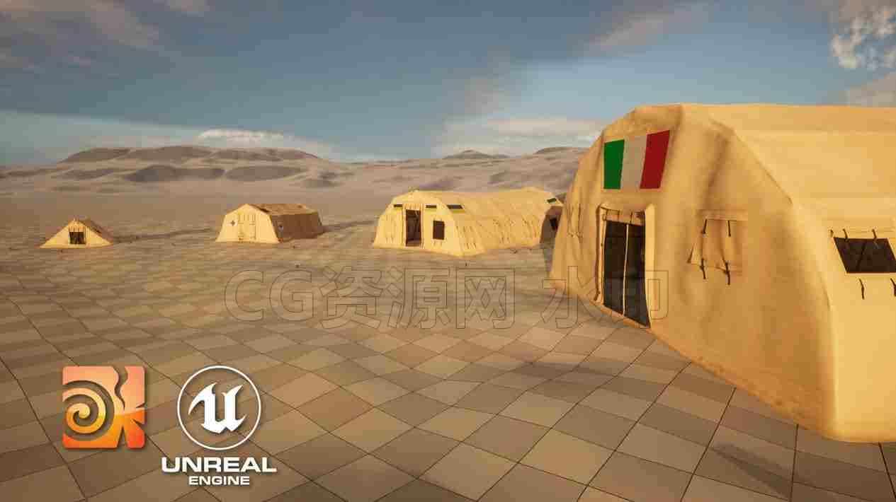 上船团购-虚幻5中的程序化帐篷生成器Unreal 5 Military Camp - Procedural Tent Generator-B站/公众号:特效向