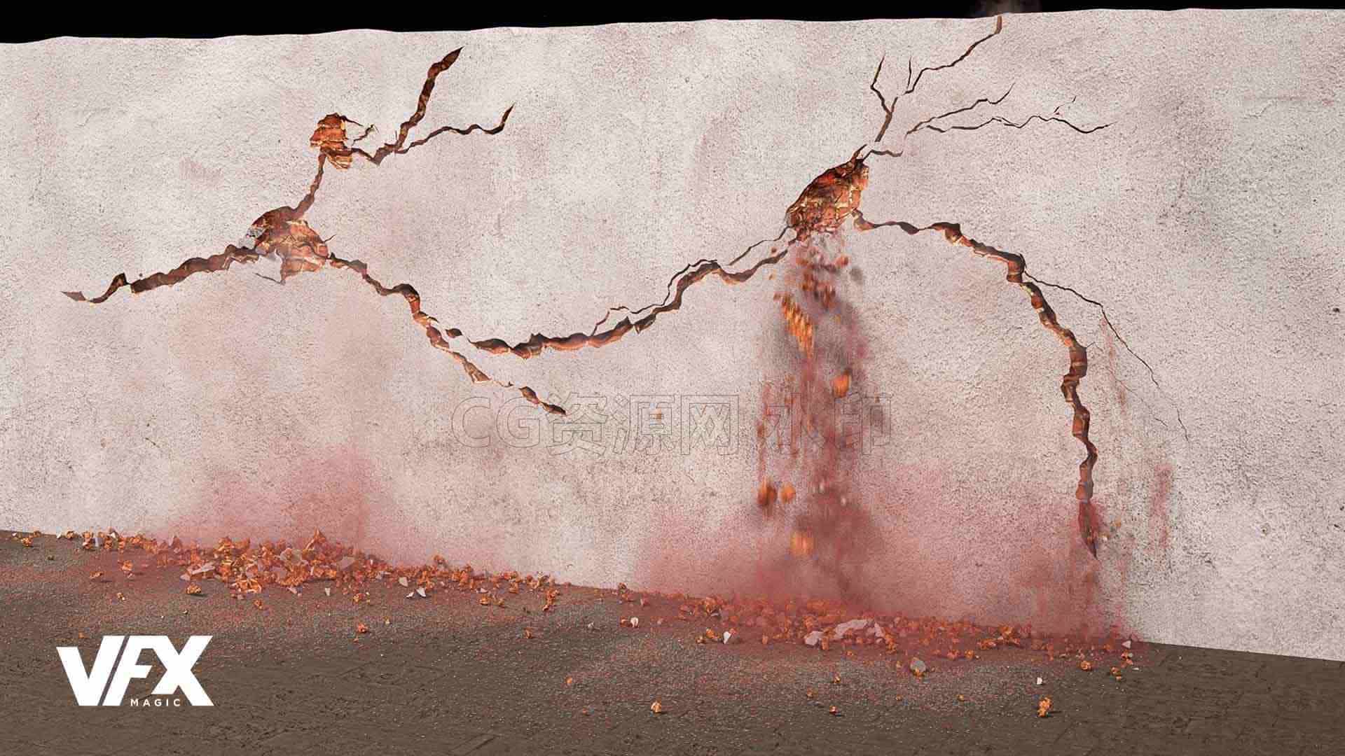 Houdini 20墙体裂缝路径破碎hip工程文件-B站/公众号:特效向